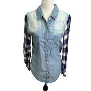 RAILS Button Down Chambray and Flannel Blue Shirt Size XS